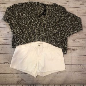 Express cropped sweater v detail on back size med